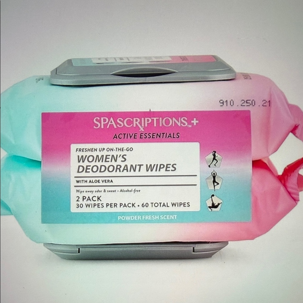 ❣️5|$25❣️Spascriptions Women's Deodorant Wipes - Pink and Blue. 2 pack
